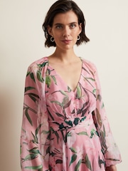 Phase Eight Pink Petite Lina Printed Midi Dress - Image 6 of 7