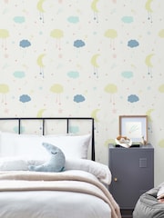 Yellow Pastel Moon & Stars Paste The Wall 10M Wallpaper - Image 1 of 4