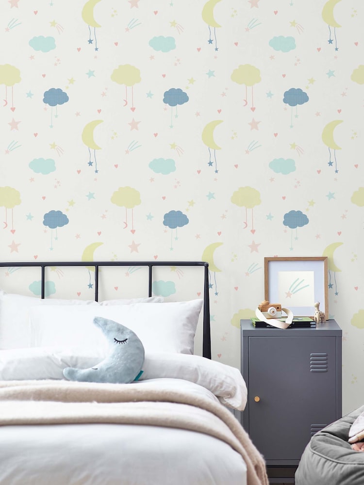 Yellow Pastel Moon & Stars Paste The Wall 10M Wallpaper - Image 1 of 4 Yellow Pastel Moon & Stars Paste The Wall 10M Wallpaper - Image 1 of 4