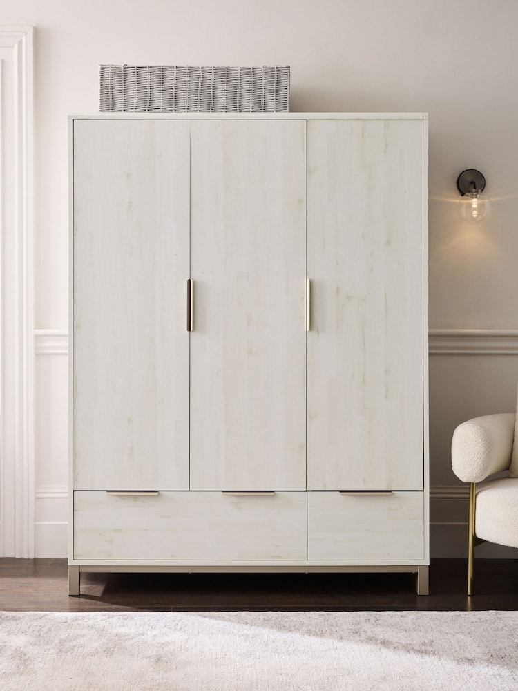 White Bronx Oak Effect Triple, 2 Drawers Wardrobe - Image 1 of 8