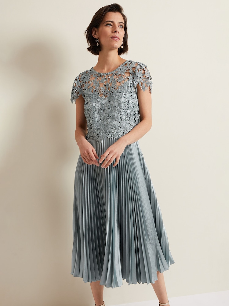 Phase Eight Grey Dana Lace Double Layer Dress - Image 1 of 7