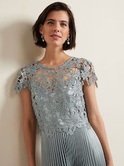 Phase Eight Grey Dana Lace Double Layer Dress - Image 4 of 7