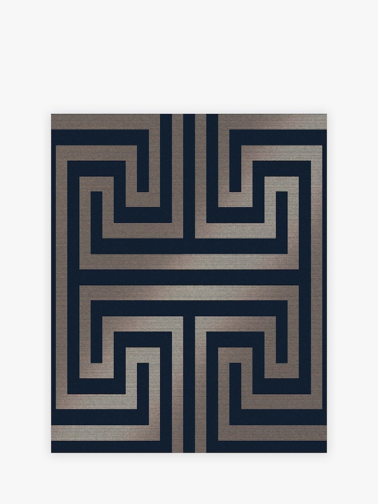 Blue Chic Geometric Fretwork 10M Wallpaper - Image 2 of 4 Blue Chic Geometric Fretwork 10M Wallpaper - Image 2 of 4