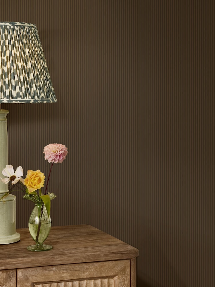 Mocha Ticking Stripe 10M Wallpaper - Imagen 2 de 5