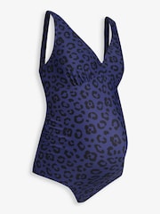 JoJo Maman Bébé Navy Blue Animal Print V-Neck Maternity Swimsuit - Image 5 of 5