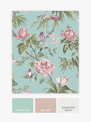 Blue Mauve Birds & Blooms Wallpaper - Image 3 of 4
