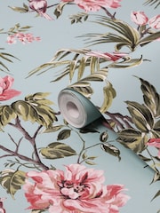 Blue Mauve Birds & Blooms Wallpaper - Image 4 of 4
