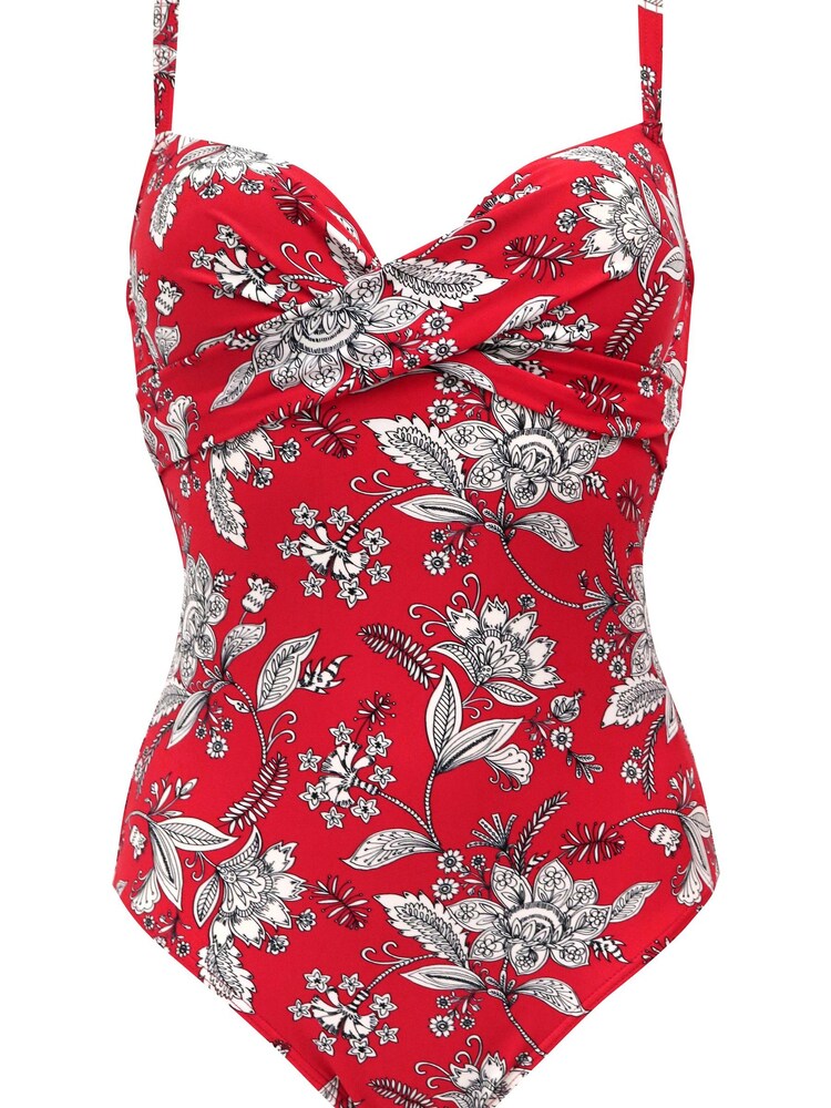 Pour Moi Red Freedom Lightly Padded U/W Twist Front Control Swimsuit - Image 5 of 5
