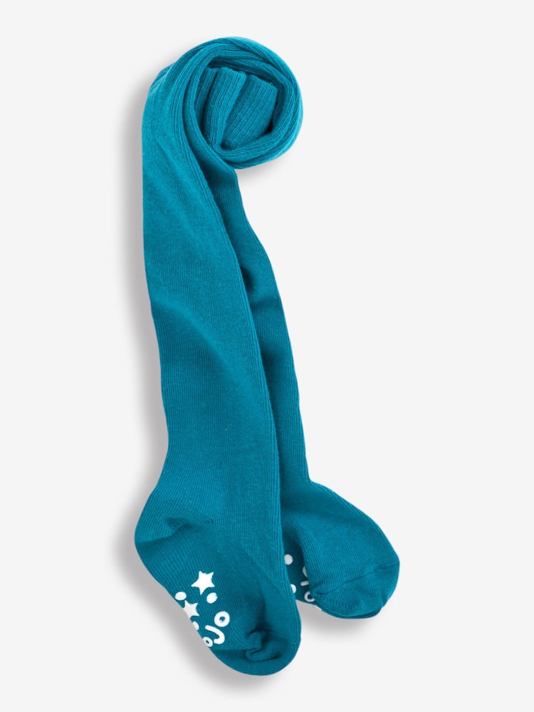 JoJo Maman Bébé Teal Cotton Rich Plain Tights - Image 1 of 1