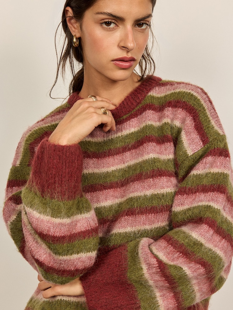 BHOEM Multi Brushed Striped Crew-Neck Sweater - Image 2 of 4 BHOEM Multi Brushed Striped Crew-Neck Sweater - Image 2 of 4
