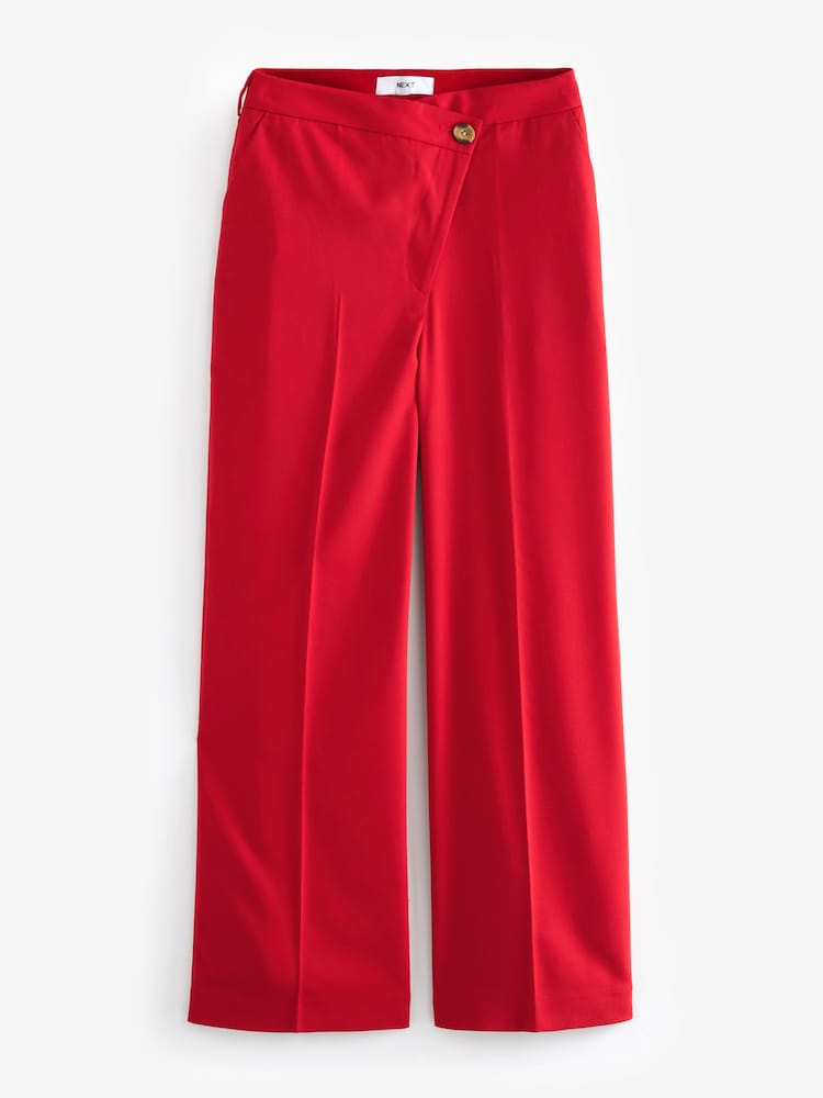 Red Asymmetric Wide Leg Trousers - Image 1 of 6