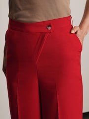 Red Asymmetric Wide Leg Trousers - Image 4 of 6