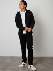 Threadbare Black Micro Fleece Zip Through Hooded Jacket - Image 3 of 4