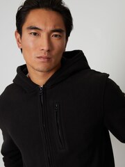 Threadbare Black Micro Fleece Zip Through Hooded Jacket - Image 4 of 4