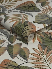 Orange Jungle Leaves 10M Wallpaper - Image 4 of 4