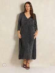 Қара - Evans Sparkle Knot Front Dress - 6суретінің 2 суреті
