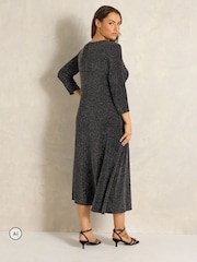 Қара - Evans Sparkle Knot Front Dress - 6суретінің 3 суреті