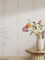 Pink Antoinette Bow 10M Wallpaper - Image 1 of 5
