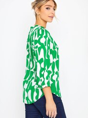 M&Co Green Abstract 3/4 Sleeve Blouse - Image 2 of 4