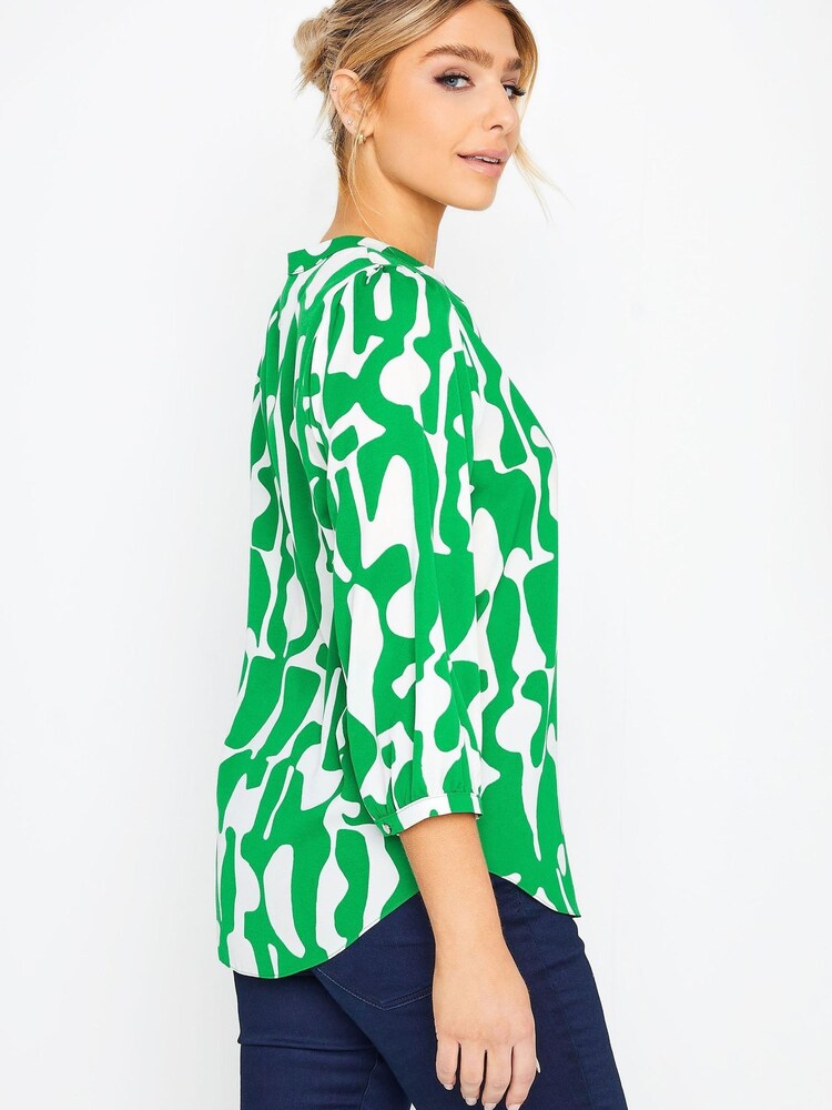 M&Co Green Abstract 3/4 Sleeve Blouse - Image 2 of 4