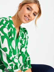 M&Co Green Abstract 3/4 Sleeve Blouse - Image 4 of 4