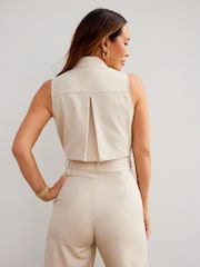 Myleene Klass Cream Sleeveless Tailored Jumpsuit - Image 4 of 9
