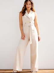 Myleene Klass Cream Sleeveless Tailored Jumpsuit - Image 5 of 9