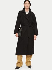 Jigsaw Long Double Faced Black Wool Coat - Image 1 of 6