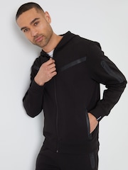 Threadbare Black Chevron Detail High Neck Zip-Up Hoodie - Image 1 of 1