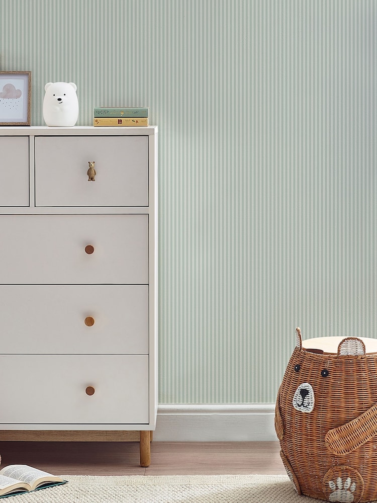 Green Calm Stripe 10M Wallpaper - Image 1 of 5 Green Calm Stripe 10M Wallpaper - Image 1 of 5