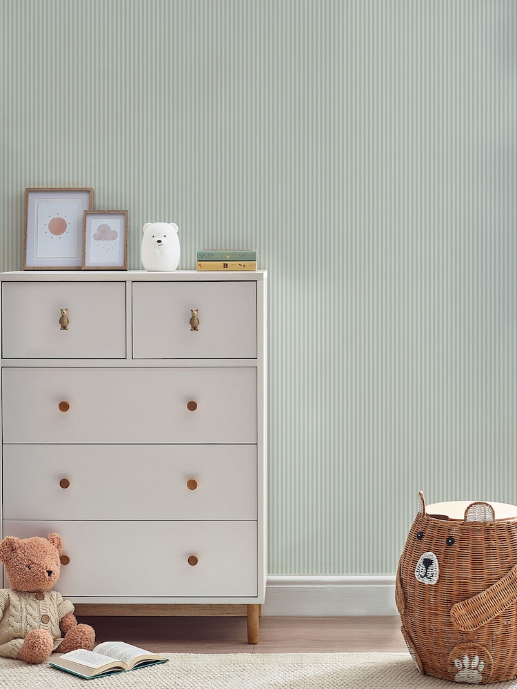 Green Calm Stripe 10M Wallpaper - Image 2 of 5 Green Calm Stripe 10M Wallpaper - Image 2 of 5