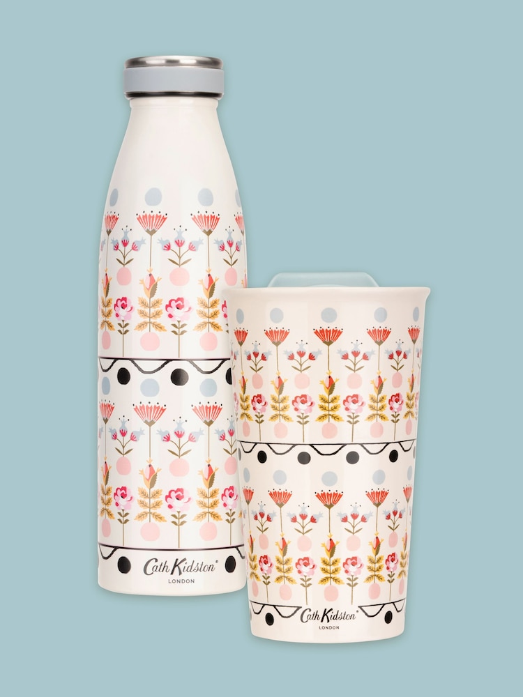 Cath Kidston Cream Travel Mug & Hydration Bottle - Image 1 of 6
