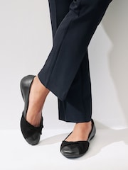 Black Forever Comfort Leather Twist Leather Ballerina Shoes - Image 1 of 9