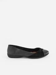Black Forever Comfort Leather Twist Leather Ballerina Shoes - Image 4 of 9