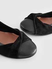 Black Forever Comfort Leather Twist Leather Ballerina Shoes - Image 7 of 9
