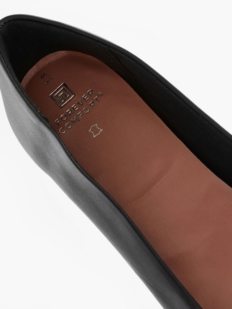 Black Forever Comfort Leather Twist Leather Ballerina Shoes - Image 9 of 9