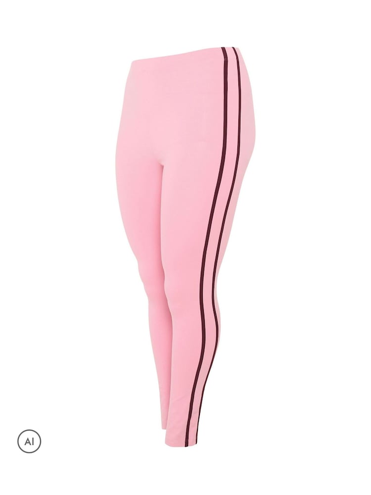 Yours Curve Pink Side Stripe Active Leggings - Image 7 of 7