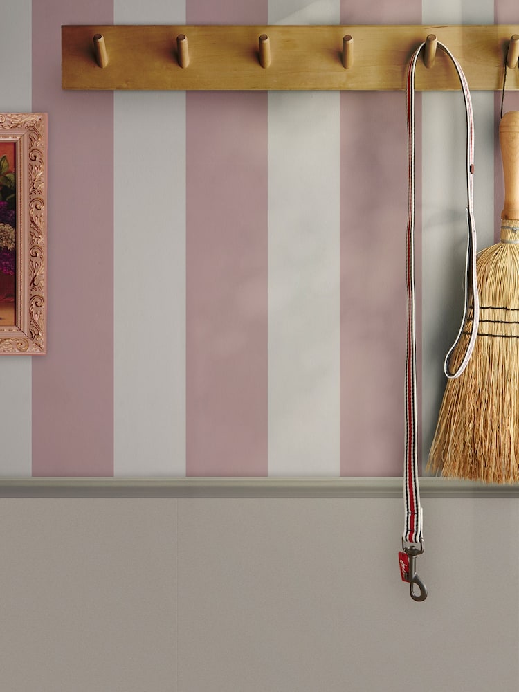 Joules Pink Harborough Stripe Wallpaper - Image 1 of 5