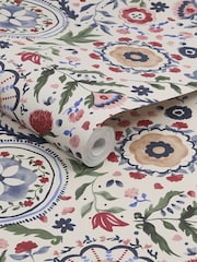 Joules White Festival Flowers Antique Wallpaper - Image 3 of 4