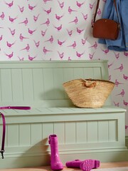 Joules Pink Flirty Pheasants Wallpaper - Image 1 of 5