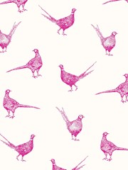 Joules Pink Flirty Pheasants Wallpaper - Image 2 of 5