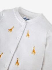 JoJo Maman Bébé Giraffe Embroidered Cotton Baby Sleepsuit - Image 4 of 5