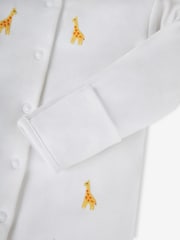 JoJo Maman Bébé Giraffe Embroidered Cotton Baby Sleepsuit - Image 5 of 5