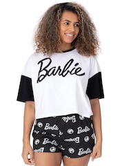 Vanilla Underground Ladies Barbie Print Licensing 100% Cotton Black Short Pyjamas - Image 1 of 4