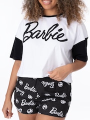 Vanilla Underground Ladies Barbie Print Licensing 100% Cotton Black Short Pyjamas - Image 3 of 4