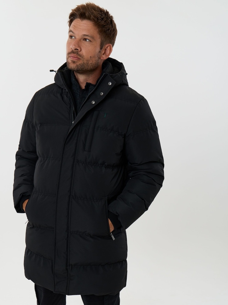 Saltwell Black Hooded Longline Puffer Jacket - Image 2 of 8 Saltwell Black Hooded Longline Puffer Jacket - Image 2 of 8
