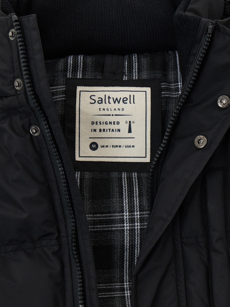 Saltwell Black Hooded Longline Puffer Jacket - Image 8 of 8 Saltwell Black Hooded Longline Puffer Jacket - Image 8 of 8