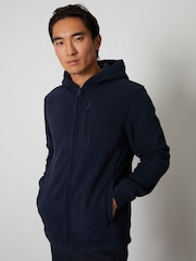 Threadbare Blue Micro Fleece Zip Through Hooded Jacket - Image 1 of 4
