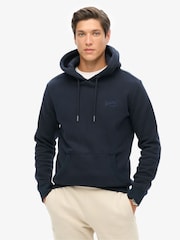 Superdry Navy Blue Essential Slim Fit Logo Hoodie - Image 2 of 6
