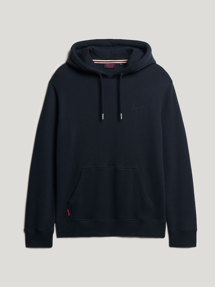 Superdry Navy Blue Essential Slim Fit Logo Hoodie - Image 4 of 6
